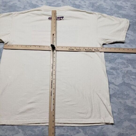 Vintage Biker Trash Shirt Adult Large Beige Flag Made USA 1996 Single‎ Stitch - Picture 4 of 6
